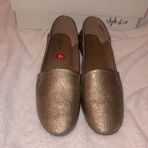 Cute Gold size 9.5 Style & Co. Slip On Lady’s Shoes.